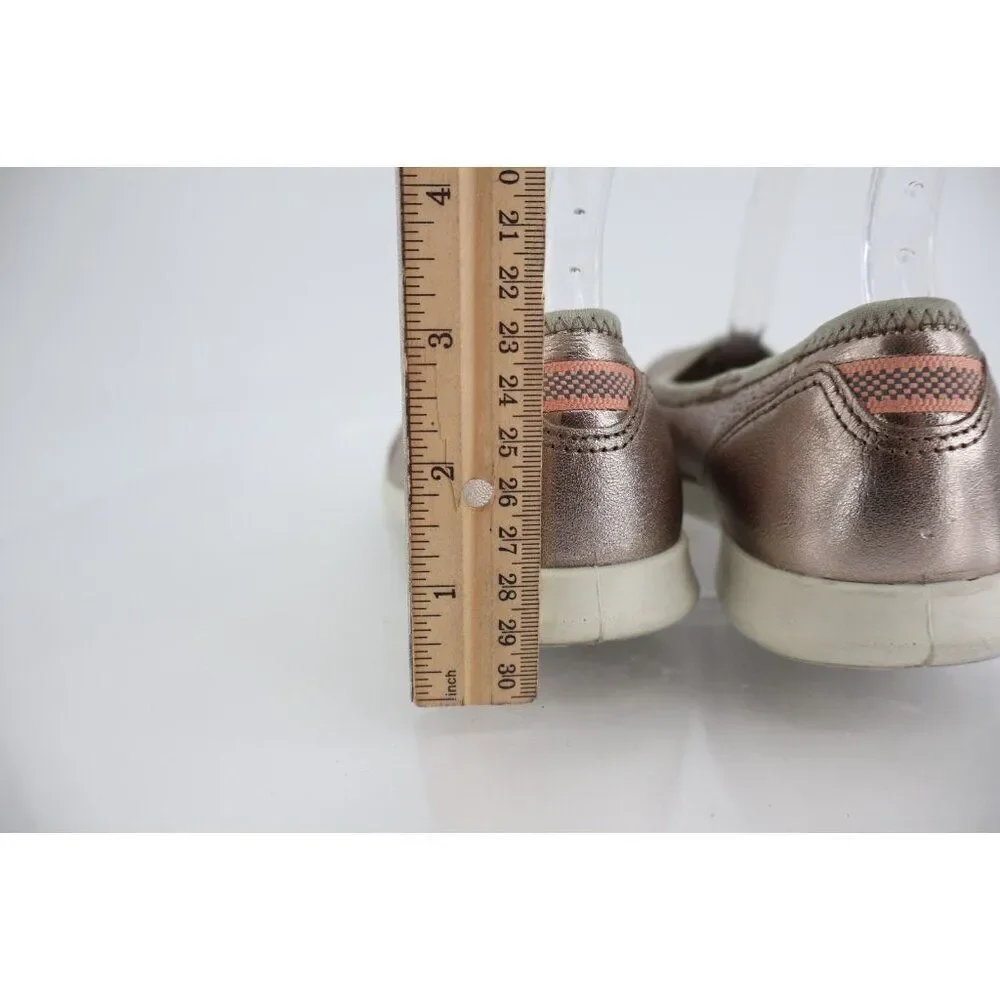 Ecco Sense Flat Women's 5 Rose Metallic Leather Slip On Flats Loafers Comfy